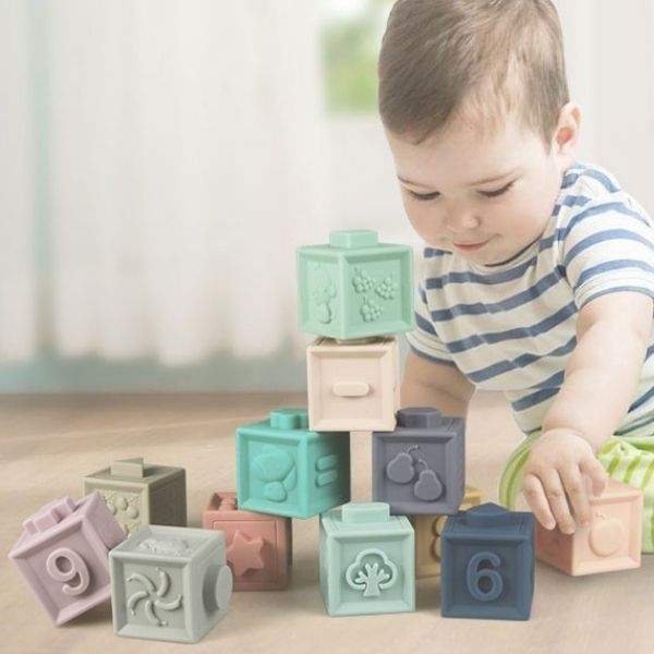Blocos de Construção Brinquedo Educativo em Silicone p/ Bebê | 6-36 Meses
