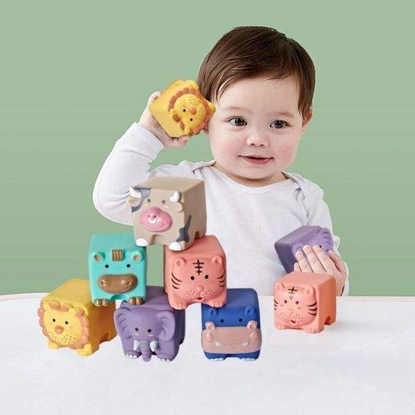 Blocos de Construção Brinquedo Educativo em Silicone p/ Bebê | 6-36 Meses