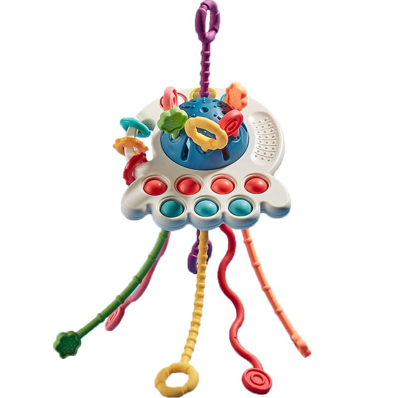 Brinquedo Bebê Montessori Puxa-Puxa Mordedor