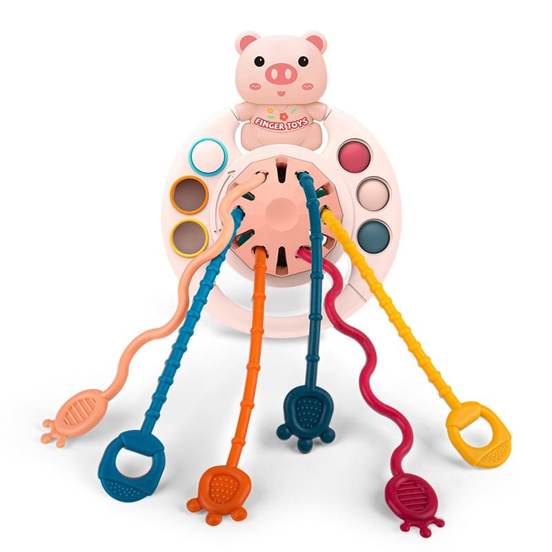 Brinquedo Bebê Montessori Puxa-Puxa Mordedor
