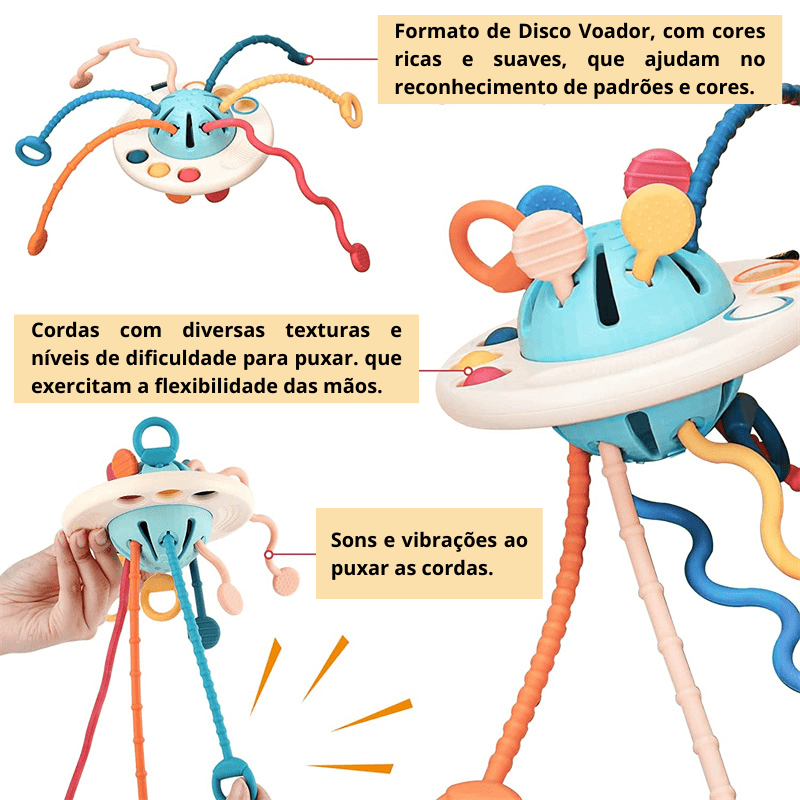 Brinquedo Bebê Montessori Puxa-Puxa Mordedor