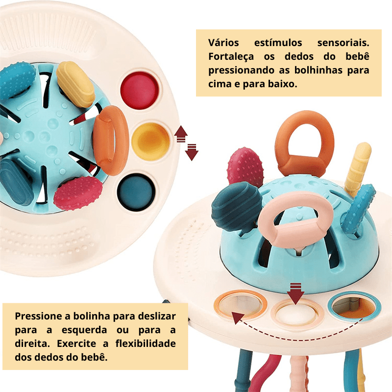 Brinquedo Bebê Montessori Puxa-Puxa Mordedor