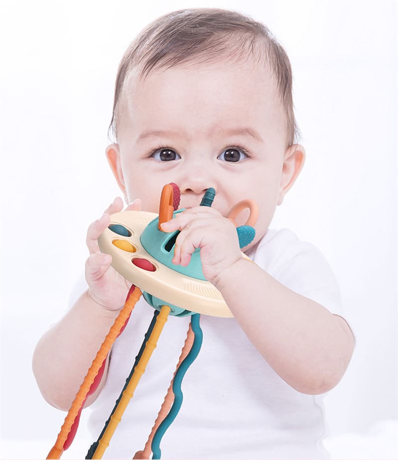 Brinquedo Bebê Montessori Puxa-Puxa Mordedor