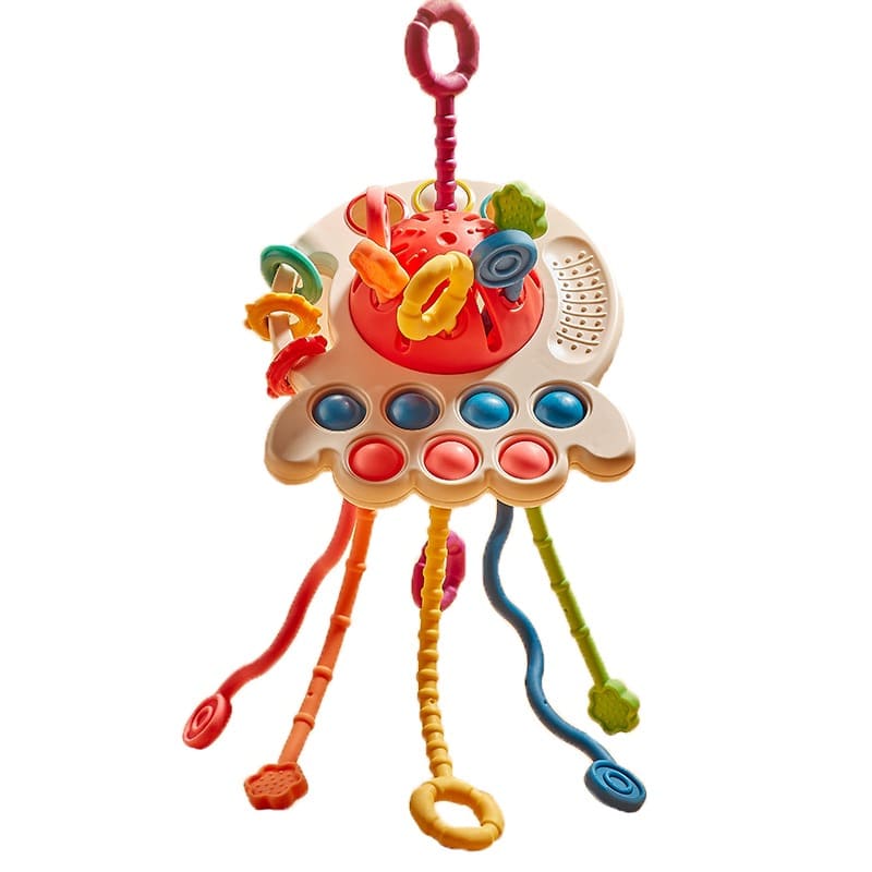 Brinquedo Bebê Montessori Puxa-Puxa Mordedor