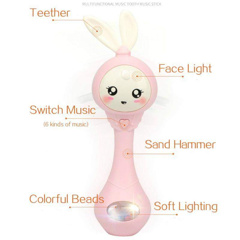Chocalho Naninha Brinquedo Mordedor Ilumina Musical  3-12M
